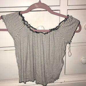 black/white striped off the shoulder shirt!